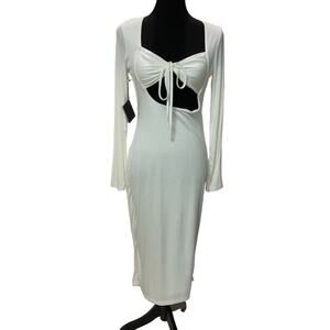 New ~ AREA STARS  ~ Cutout Shimmer Midi Dress In White L
